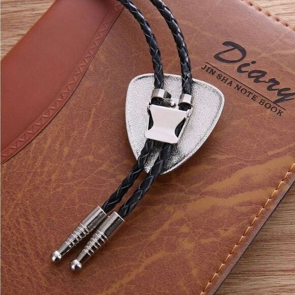 Triangle Black Agate Stone Bolo Tie Mens Casual Western Cowboy Accessory - Picture 4 of 6
